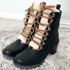 Marc Fisher LTD Denise Combat Boot, Black, Size 6